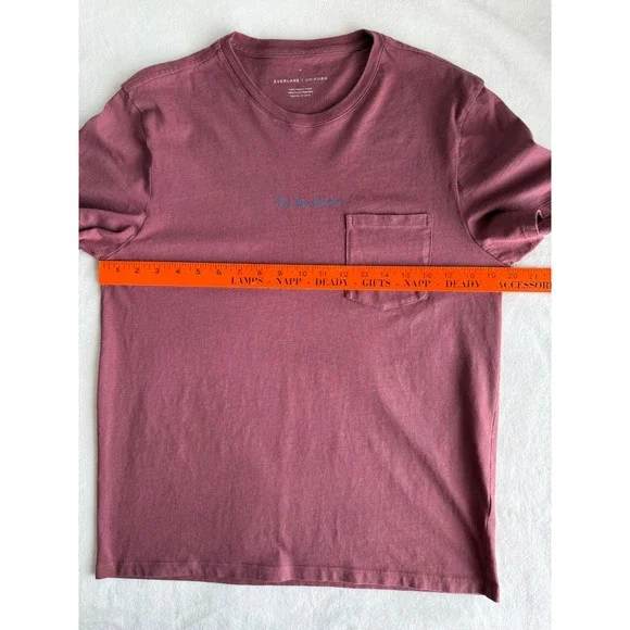 Everlane Uniform Pocket T Shirt Tee Medium Short Sleeves Organic Cotton Burgundy - Picture 8 of 9